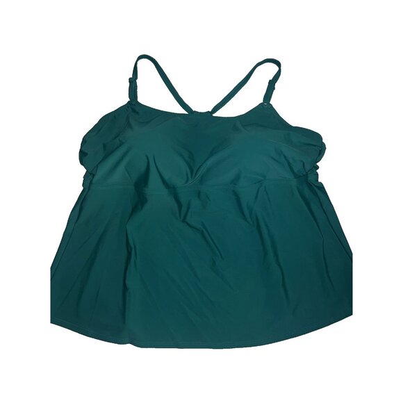 Kona Sol Womans plus size 3X (24/26) Green One Piece tankini Top ONLY!! NWOT - Picture 1 of 9